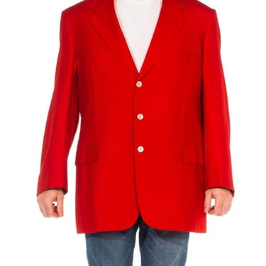 1980S Brioni Red Silk  Wool Men's Hand-Detailed Blazer 