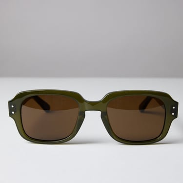 Large - New York Eye_rish, "The Downings." Olive Green Frame with Dark Brown Tinted Lenses 