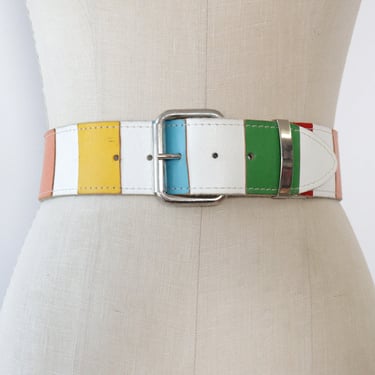 Colorblock Thick Leather Belt S/M