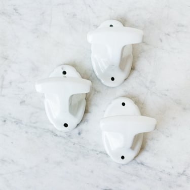Trio of Vintage Porcelain Towel Hooks