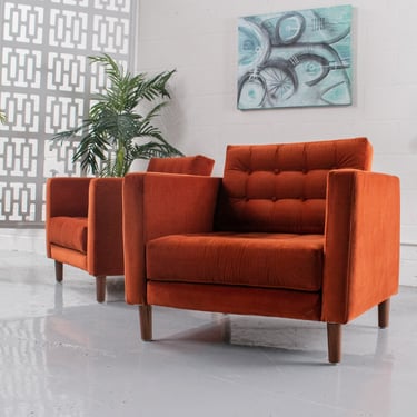 Burnt Orange Club Chair Newly Upholstered