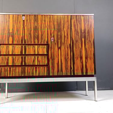 Mid century bar cabinet in exotic wood, 1960s - Belgium - vintage minimalist bar cabinet - vintage bar - wooden bar - 1960s bar cabinet 