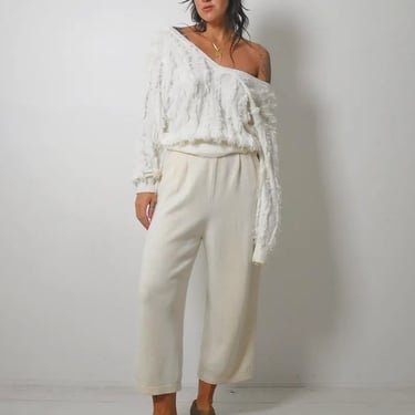 White Fringe Shaggy Sweater