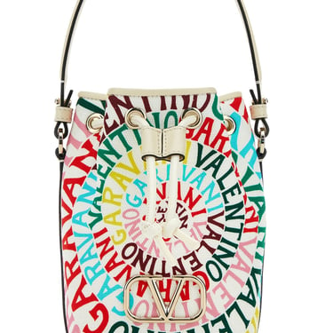 Valentino Garavani Women Printed Canvas And Leather Valentino Garavani Escape Bucket Bag