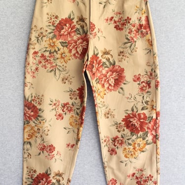 1980-90s - High Waisted - Floral Jeans - Cotton - by Talbots Petites 