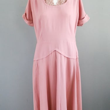 Bonnie to his  Clyde - 1930-40's - by Gloria Swanson Original - Dusty Pink - Mauve  Party Dress 