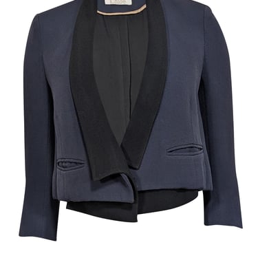 Chloe - Navy w/ Black Lapel Cropped Blazer Sz M