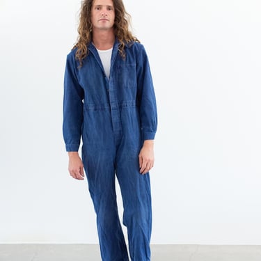 Vintage True Blue Jumpsuit | Unisex Herringbone Twill Cotton Coverall Mechanic Suit Boilersuit Onesie | M | COV23 