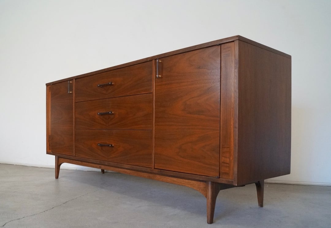 1960's Midcentury Modern Walnut & Rosewood Credenza / Sideboard Cyclic Furniture Burbank, CA
