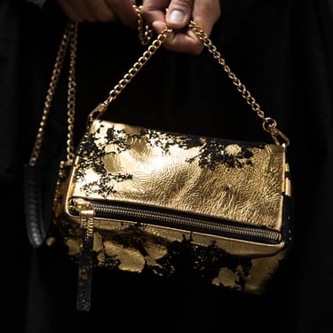 Gold Splatter Black Suede Suzi Bag
