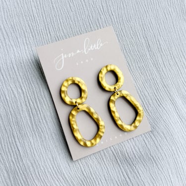 mini Cutout Dangle Earrings in hammered gold | Polymer Clay and Resin Statement Earrings, Hypoallergenic Posts, Lightweight Jewelry 