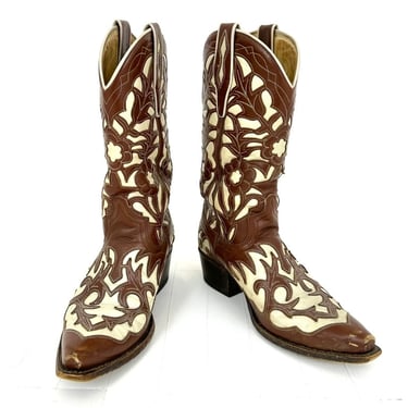 90s Floral Embroidered Cowboy Boots