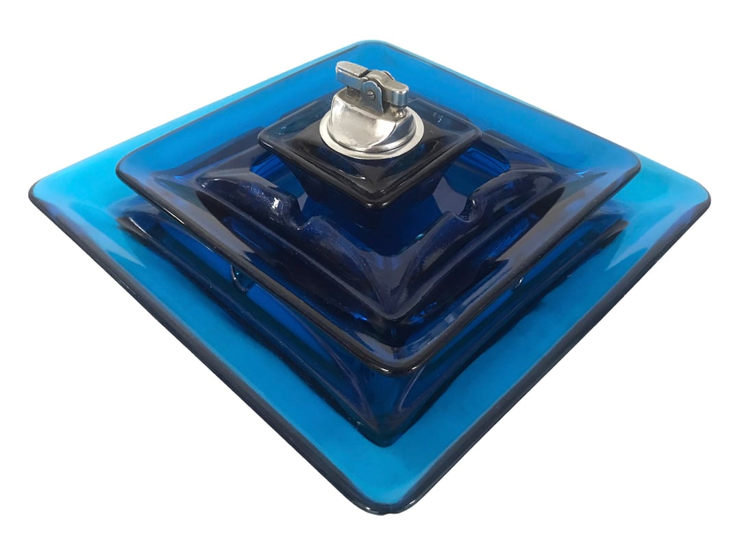 Rare Viking Glass electric blue buy ashtray