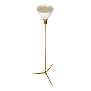 Mid Century MOD Brass Tripod ‘Torchiere’ Accent Lamp
