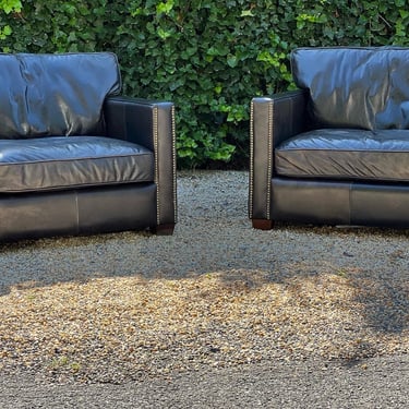 Maverick & Goose Oversized Black Leather Club Chairs