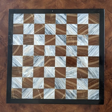 Brown Black and Grey Marble Stone Inlay Chess Board 