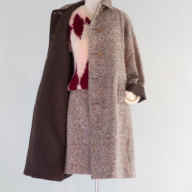 Fabulous 1970's Burberrys Reversible Trench Coat And Matching Skirt / Small