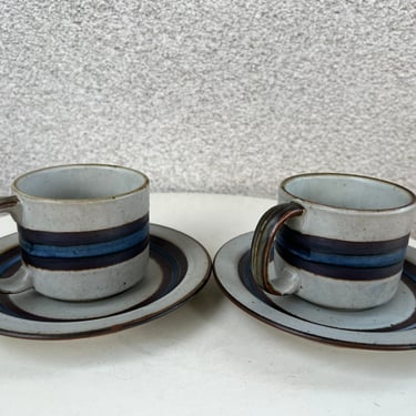 Vintage MCM set 2 tea coffee cups and saucers ceramic Horizon Otagiri 