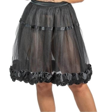 1990S Valentino Black Nylon Tulle Sheer Skirt 