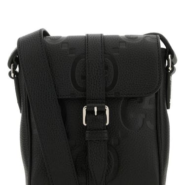 Gucci Man Black Leather Small Jumbo Gg Crossbody Bag