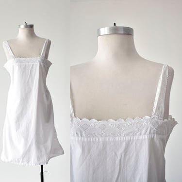 Antique White Cotton Lace Nightgown Slip 