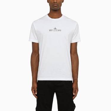 Stone Island White Crew-Neck T-Shirt With Logo Men