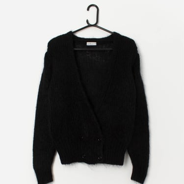 80s vintage black mohair cardigan - Small / Medium 