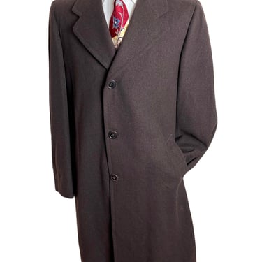 Vintage 1940s Wool Overcoat ~ size 42 to 44 Long / Large ~ Trench Coat ~ Union Made 