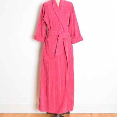 vintage 70s bathrobe chenille magenta pink wrap duster robe bed jacket L clothing 
