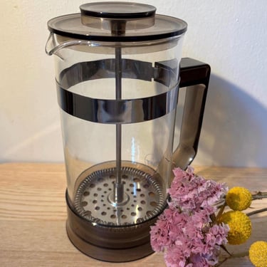 Vintage Melior Club French Press Coffee Maker | Pyrex Glass | Cafetière Chambord | Tea Cafe Brewing | Brown Clear Lucite | Made in France 