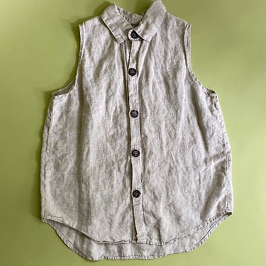 vintage linen sleeveless blouse size small 