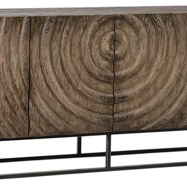 Beautiful Reclaimed Wood w/Design front Sideboard with iron base from Terra Nova Designs Los Angeles 