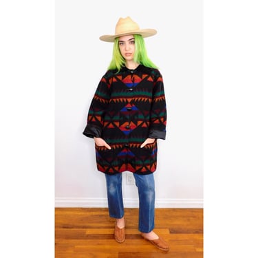 Marfa Rainbow Coat // boho hippie blanket dress jacket blouse southwest southwestern 80s 90s oversize winter wool blend // O/S 