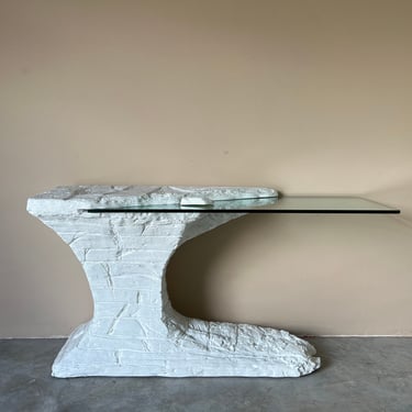 Hollywood Regency Sirmos - Style Sculptural Faux Rock Console Table 