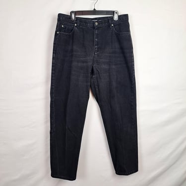 Vintage 90s Black High Rise Jeans, Size 35 Waist 