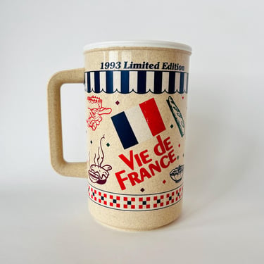 Vintage 1993 Thermo Vie de France Collector's Cup 32oz Insulated Plastic Mug 