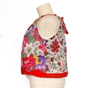 Upcycled Scarf Top Plus Size Halter XX-Large Cami Red Floral Summer Style Sustainable Clothing Woman Birthday Gift Mom | Ellemichelle 