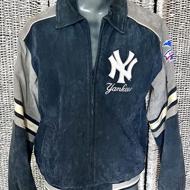 Yankees Leather Suede Jacket, Patches, Logos, Team Fan, NY Yankees, Vintage Unisex 