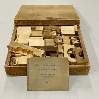 Rare Temple in Blocks and How to Build It Construction Game - 1894 - 19th Century Game - Museum Piece - Rev Jas Russel - Camden NJ - 