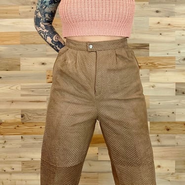 Soft Snakeskin Textured Suede High Rise Pants / Size 26 