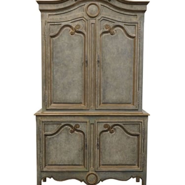 BAKER FURNITURE Weathered Blue Shabby Chic Country French Style 48" Media Cabinet / Armoire 