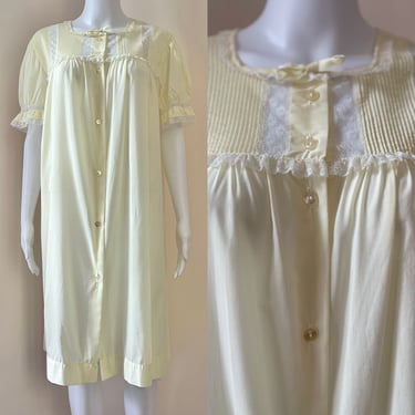 Retro Nightdress in Pale Yellow with Lace Barbizon 