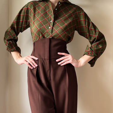 70s Yves Saint Laurent Wool Challis Blouse | M