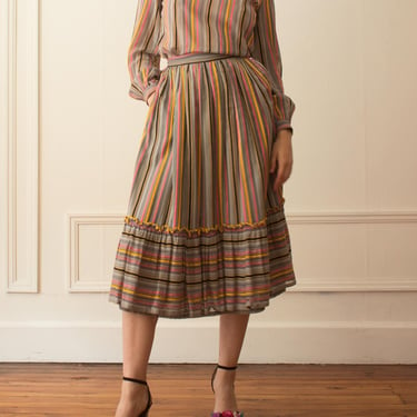 1970s French Cotton Striped Peasant Set 