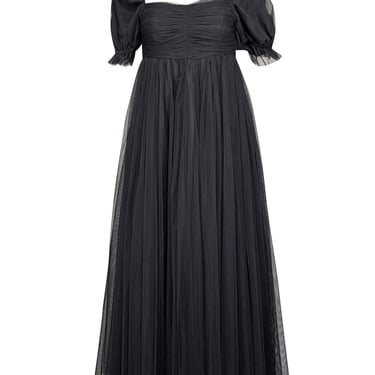 Jessakae - Black Tulle Puff Sleeve Midi Dress Sz XXS