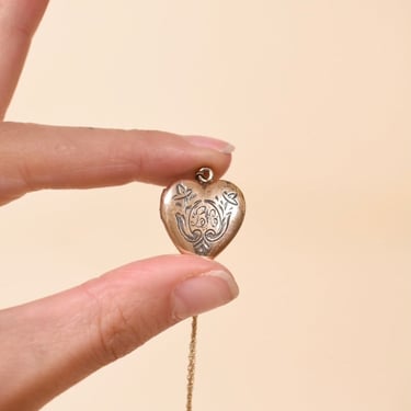 Victorian 12K Gold Fill Puffy Heart Locket With “L K” Initials