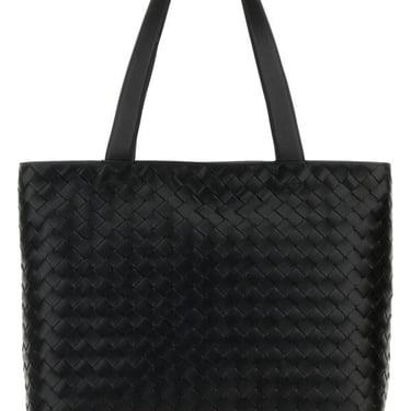 Bottega Veneta Man Black Leather Small Intrecciato Shopping Bag