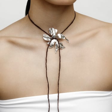 Flower Cord Necklace in Brown - Wolf Circus