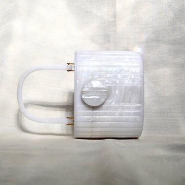 lucite mother of pearl top handle purse 