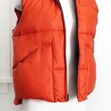 Sun DOWN Feather Puffer VEST Coat Jacket Vintage Orange Rust 1980's by Sun Down Hiking Camping Warm UNused 